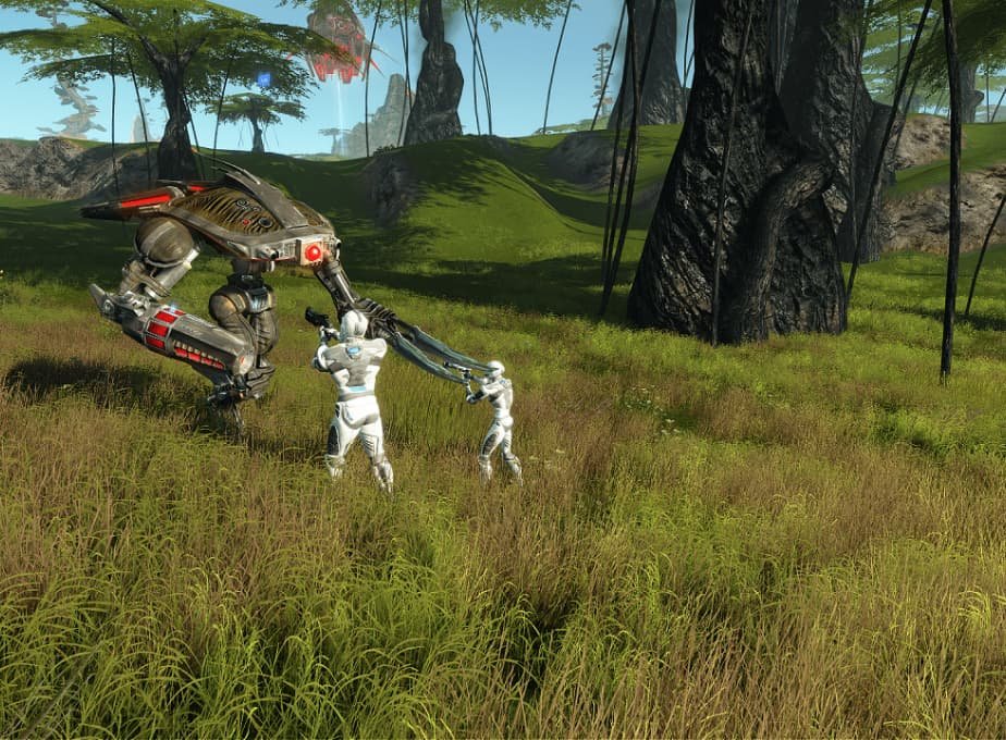 MindArk landskap med gräs och robotar